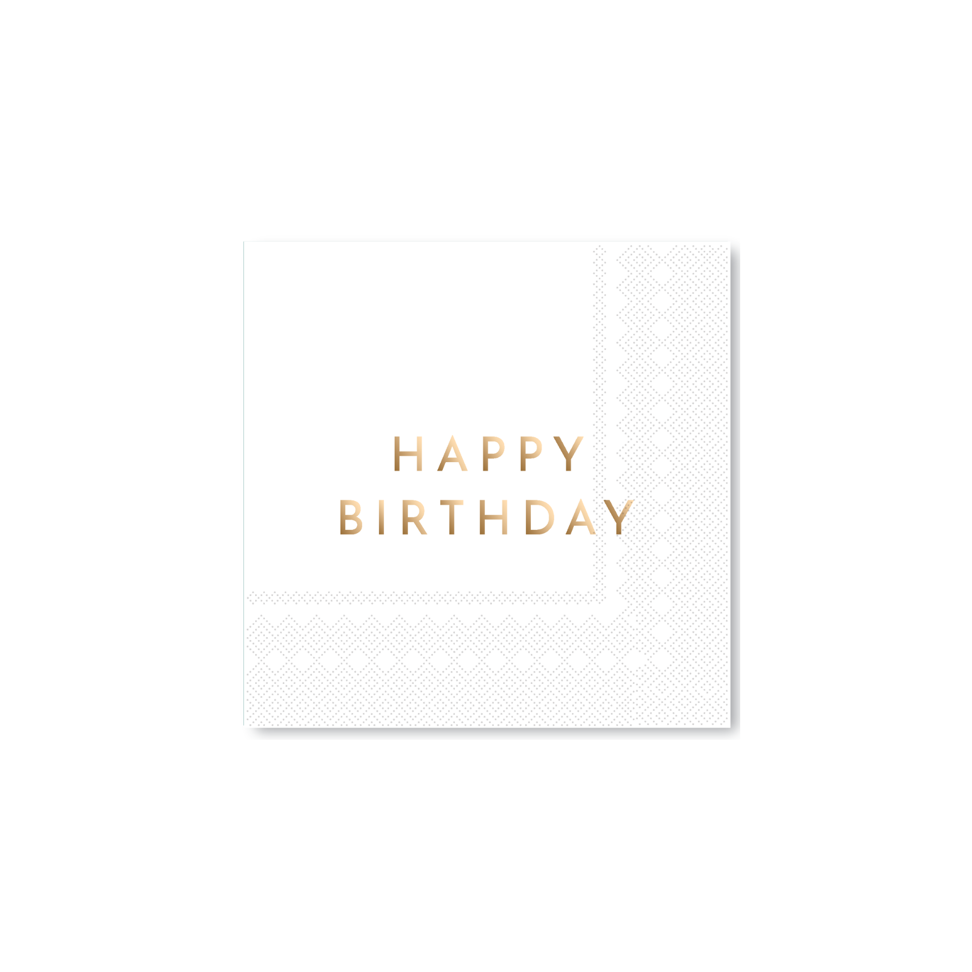 White + Gold Happy Birthday Napkins