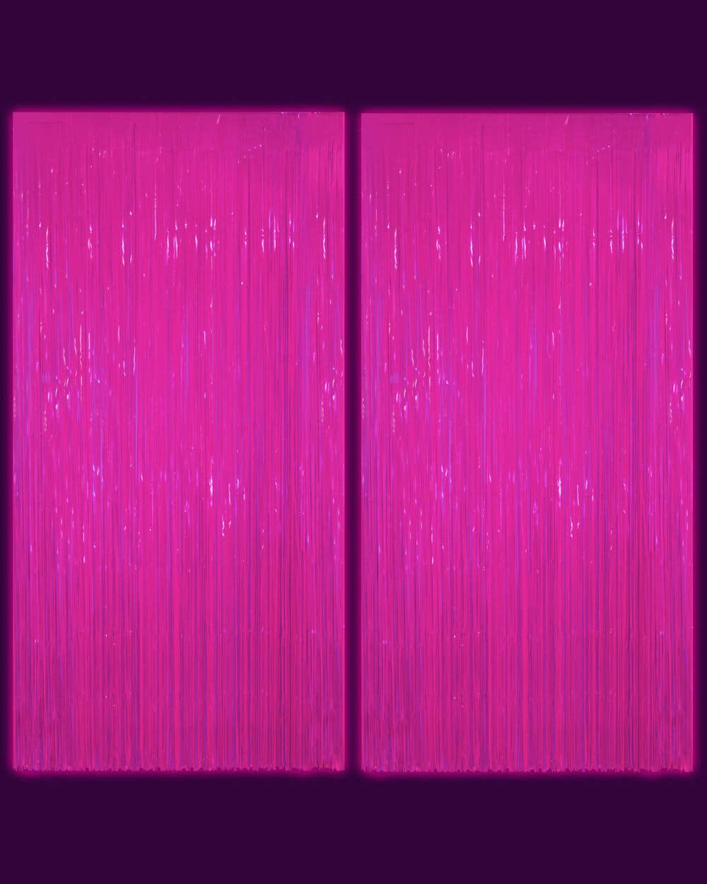 Black Light Neon Pink Fringe Foil Curtain