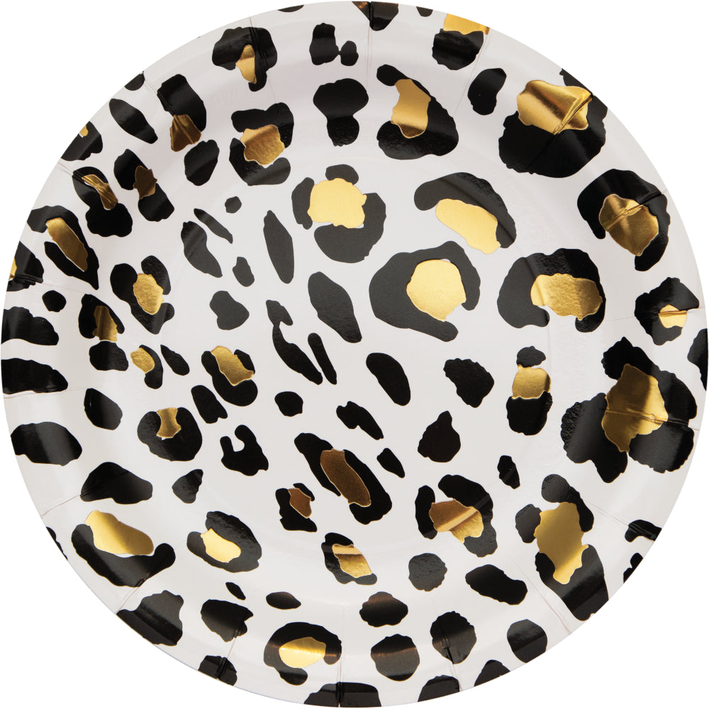 Gold Foil Leopard Dinner Plates