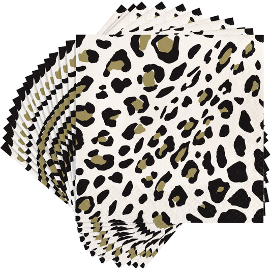 Gold Foil Leopard Dinner Napkins