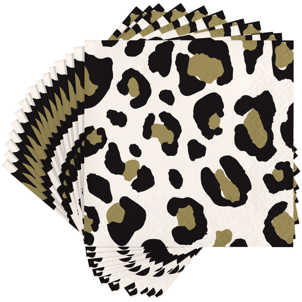 Gold Foil Leopard Cocktail Napkins