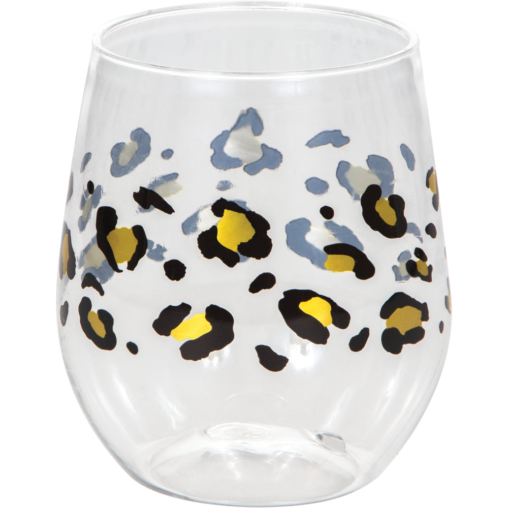 Gold Foil Leopard Wine Glasses