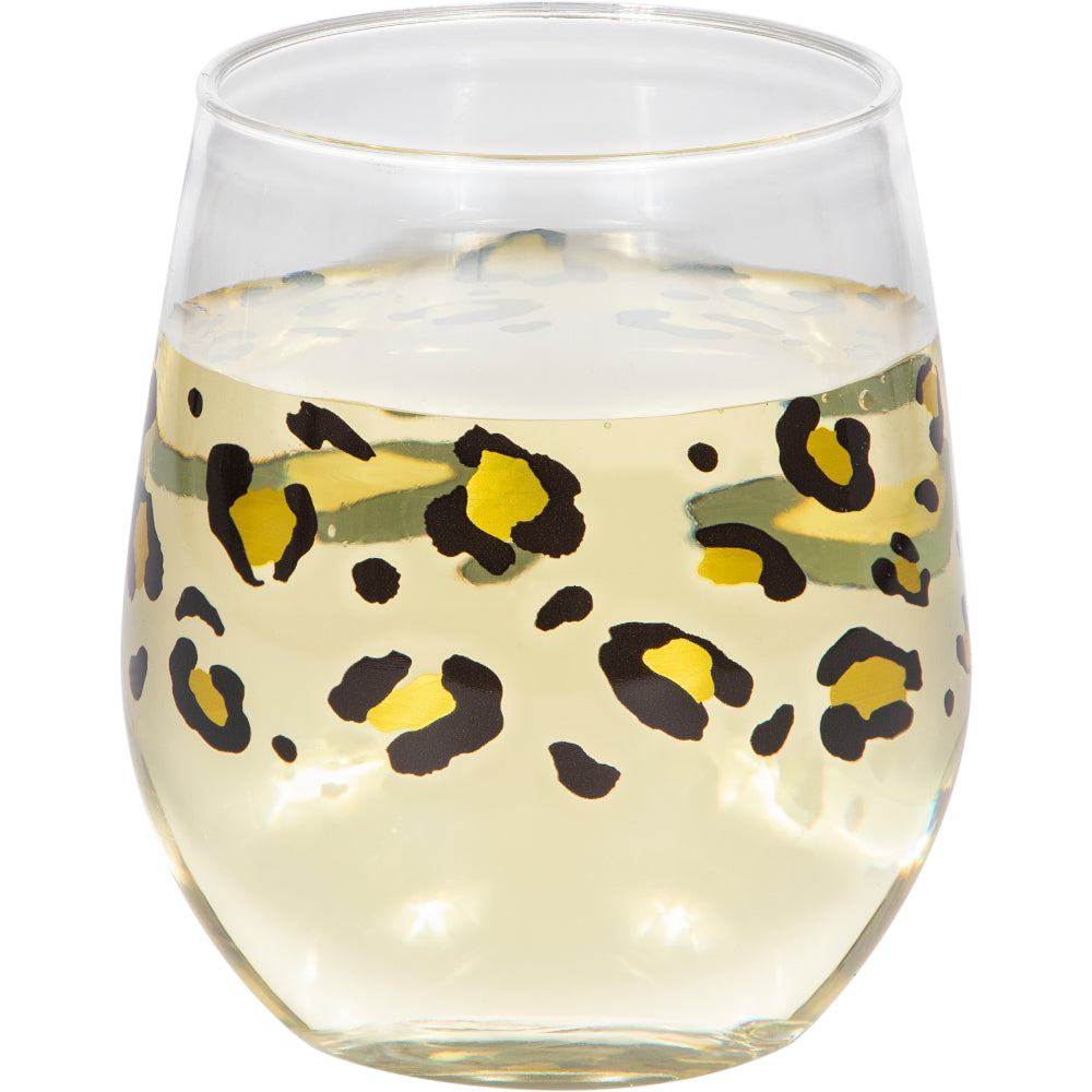 Gold Foil Leopard Wine Glasses