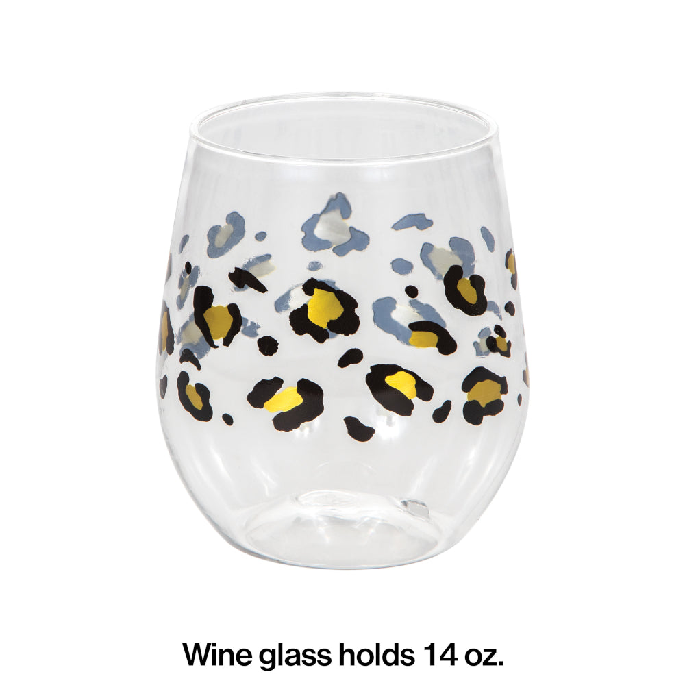 Gold Foil Leopard Wine Glasses