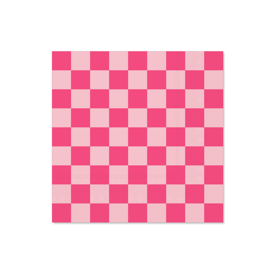 Pink Checker Dinner Napkins