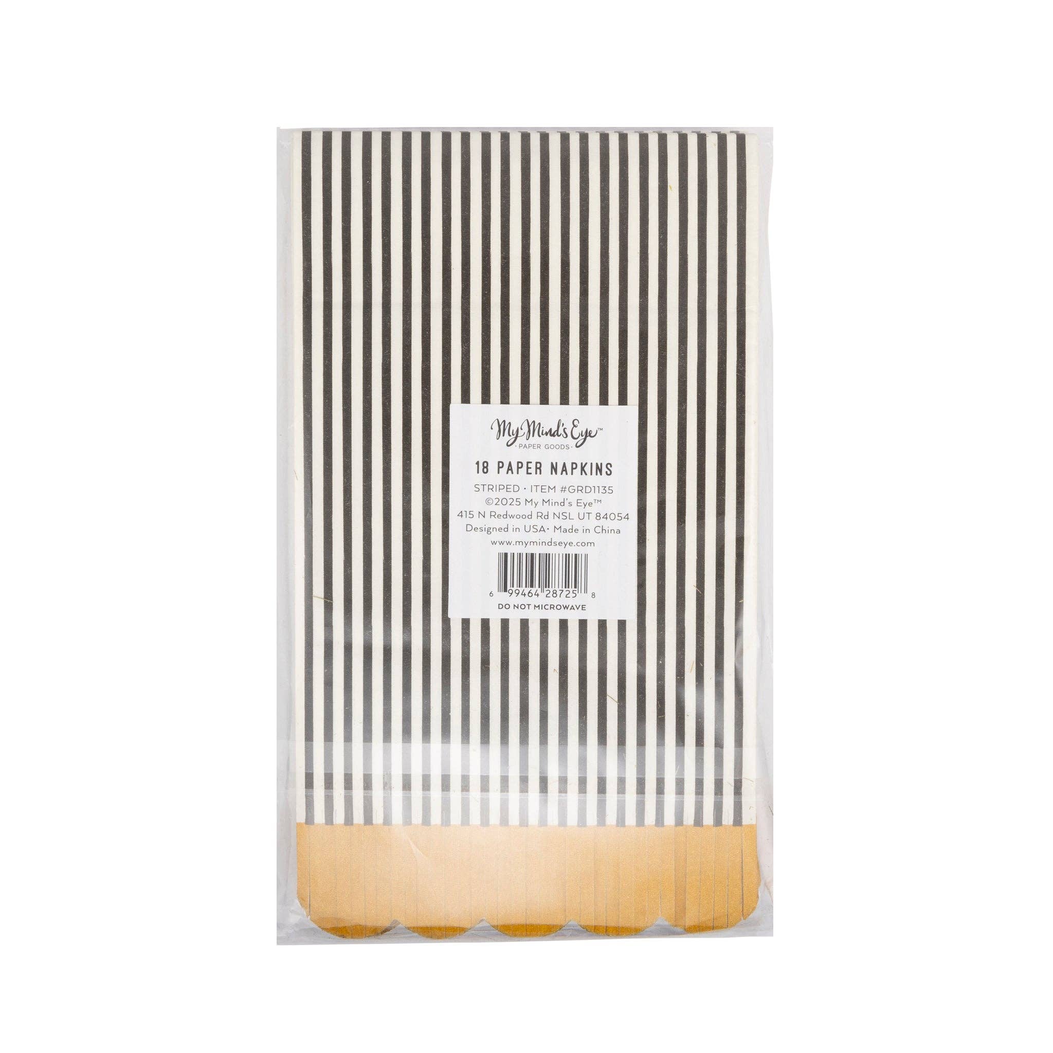 Black & Cream Striped Dinner Napkin