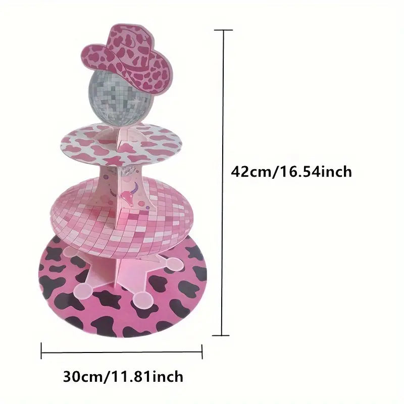 Disco Cowgirl 3 Tier Cupcake Stand