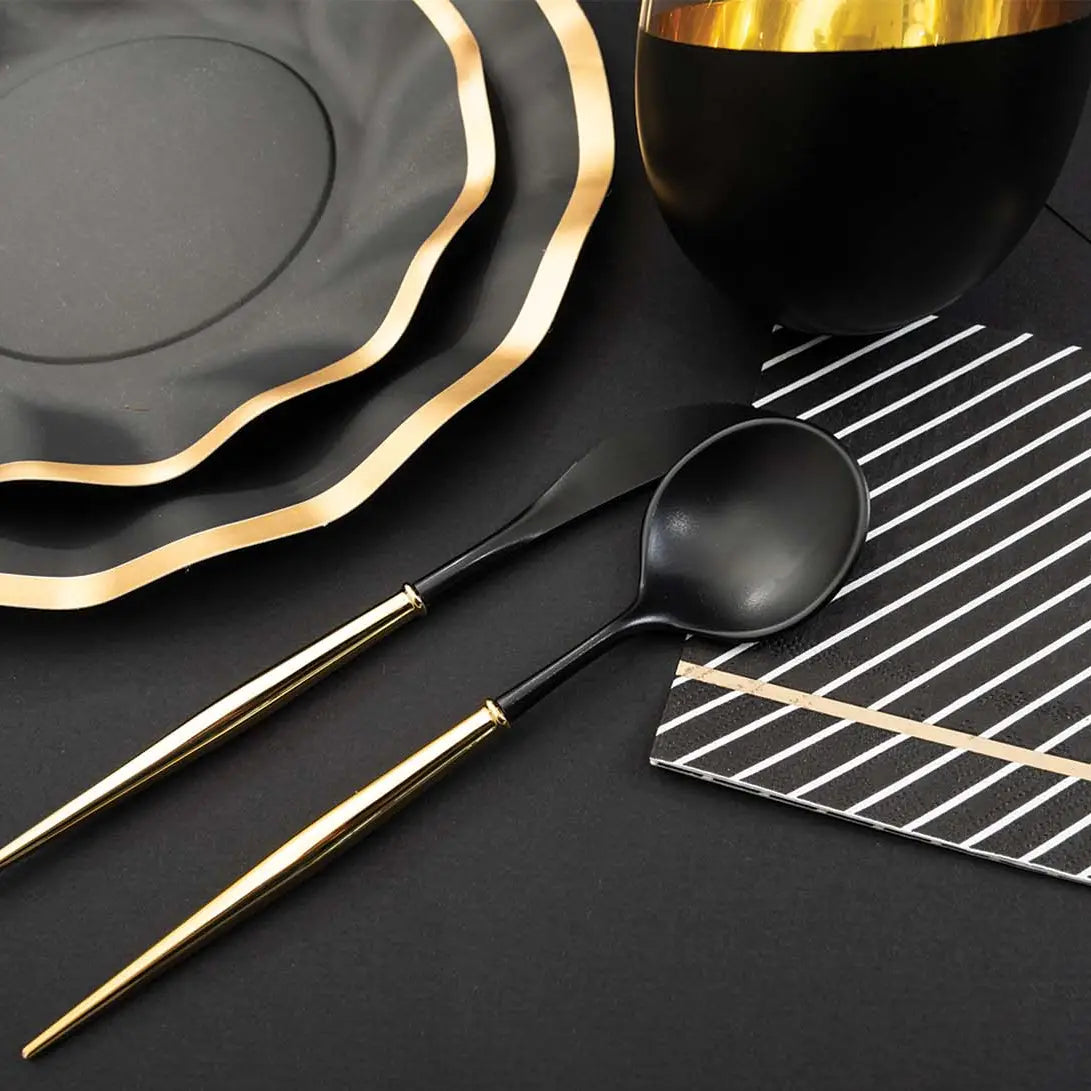 Black & Gold Bella Assorted Plastic Cutlery - 24 Pieces, Service for 8