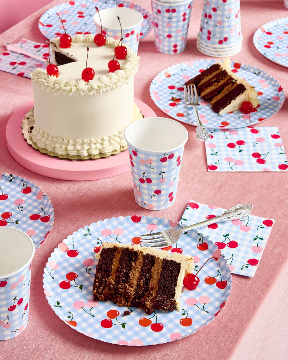 Cherry Gingham Paper Cups