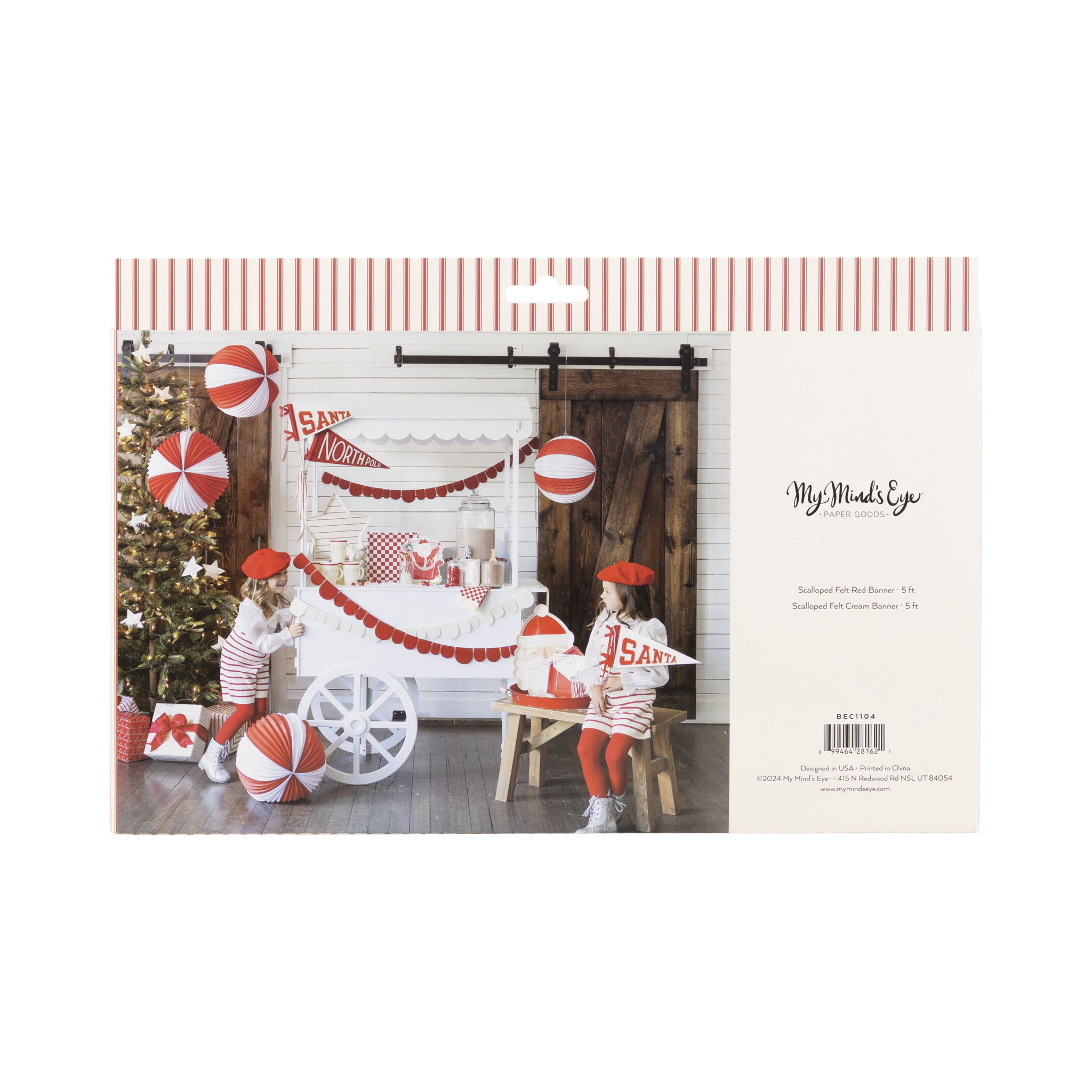 Red and Cream Scalloped Felt Banner Set