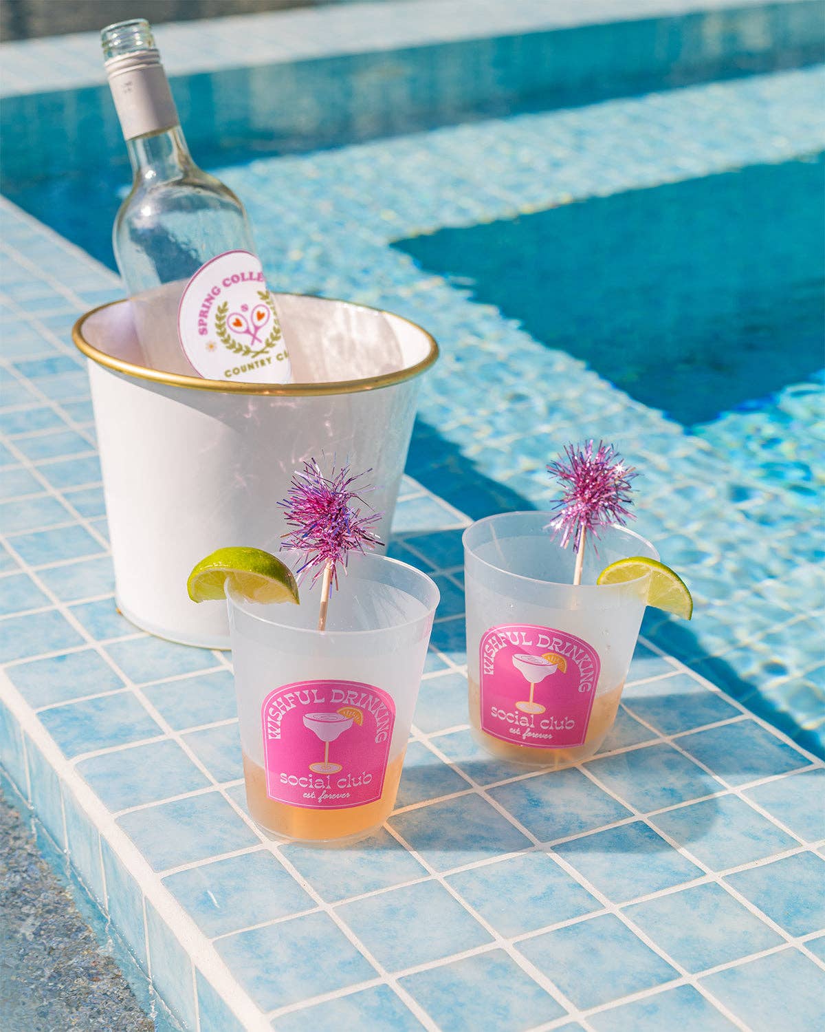Wishful Drinking Reusable Stackable Cups with Pom Pom Stirs