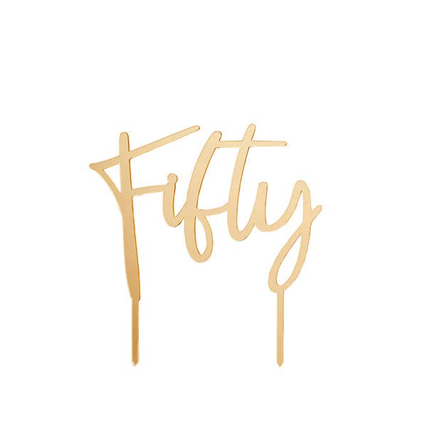 Gold 'Fifty' Cake Topper