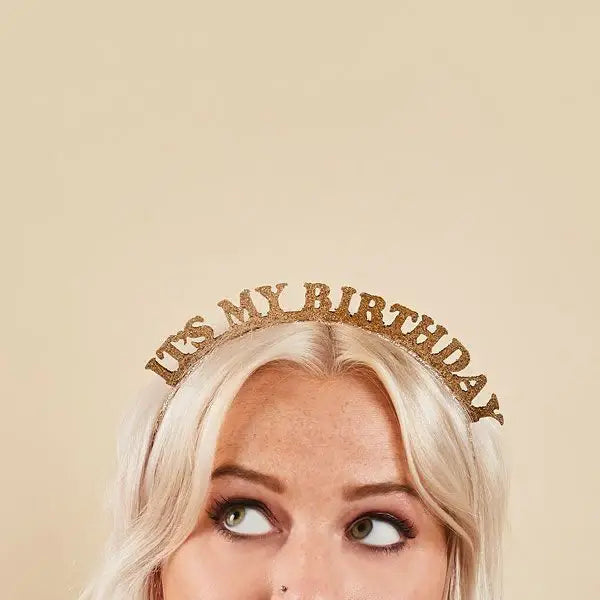 Gold Glitter 'Its My Birthday' Headband