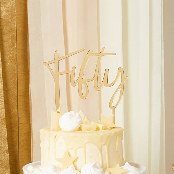 Gold 'Fifty' Cake Topper