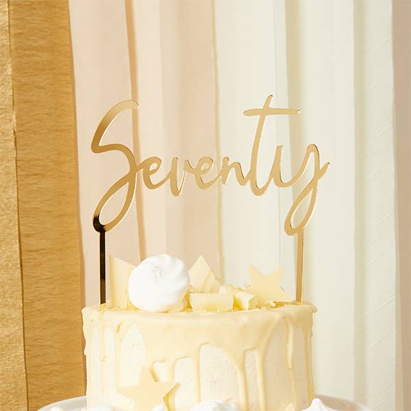 Gold 'Seventy' Cake Topper