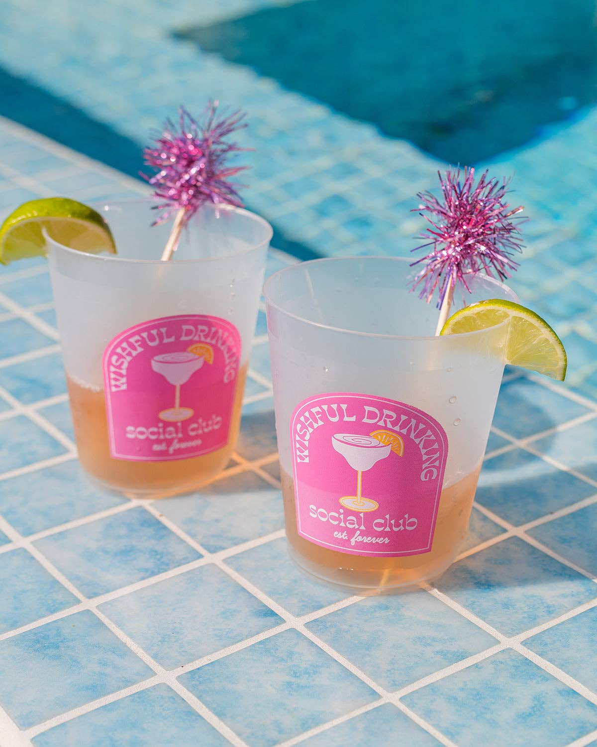 Wishful Drinking Reusable Stackable Cups with Pom Pom Stirs