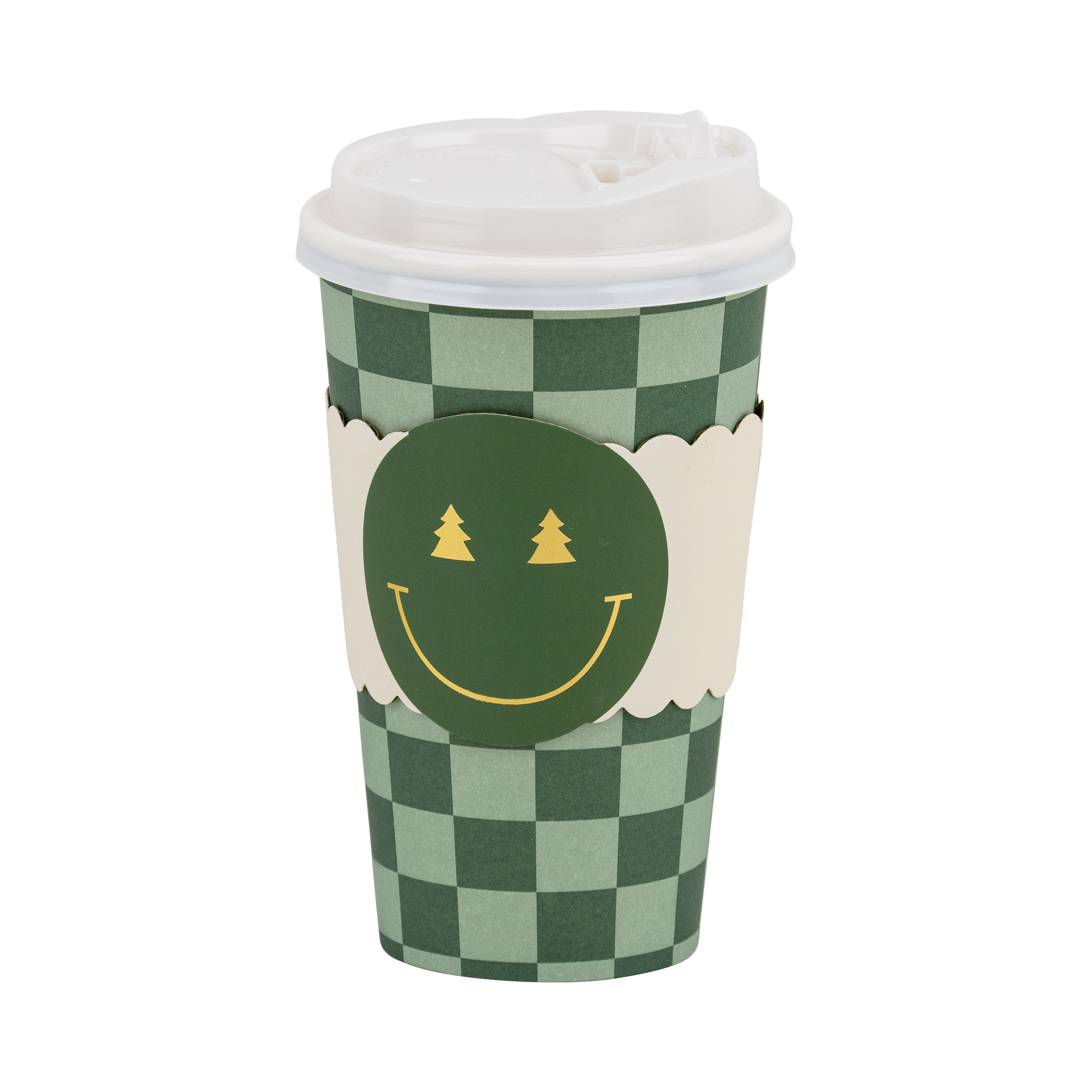 Checker Smiley Face To Go Cups - Set of 8