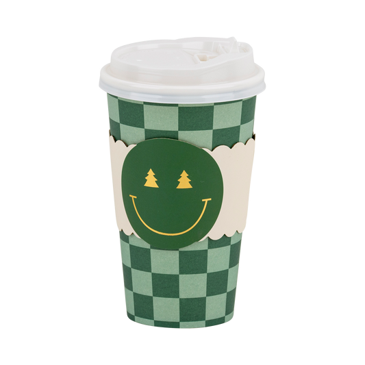 Checker Smiley Face To Go Cups - Set of 8