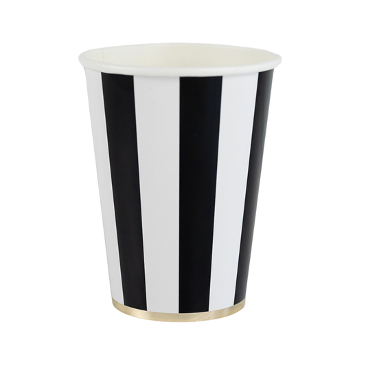 Black + White Cabana Stripe Cups