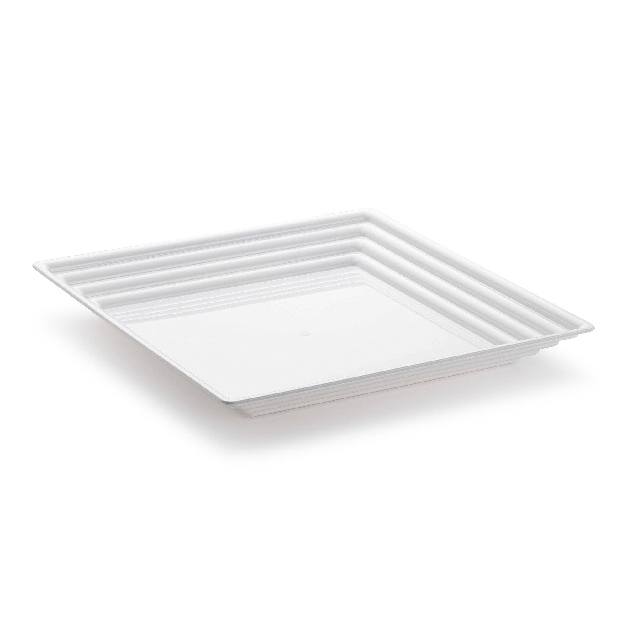 12" x 12" White Square Plastic Serving Trays