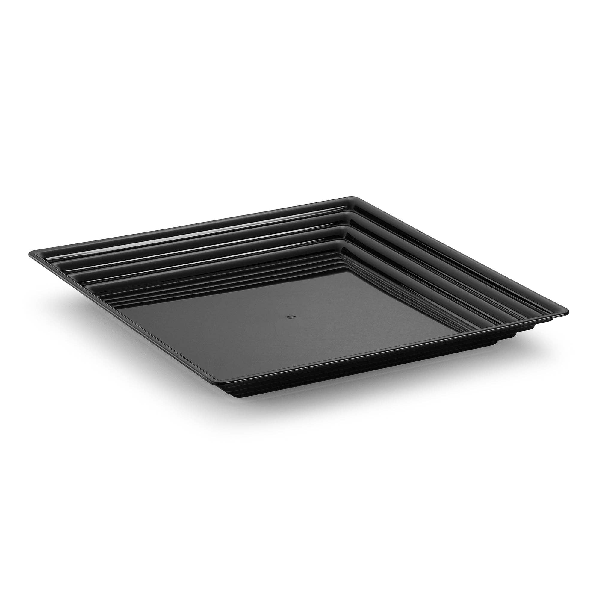 12" x 12" Black Square Plastic Serving Trays