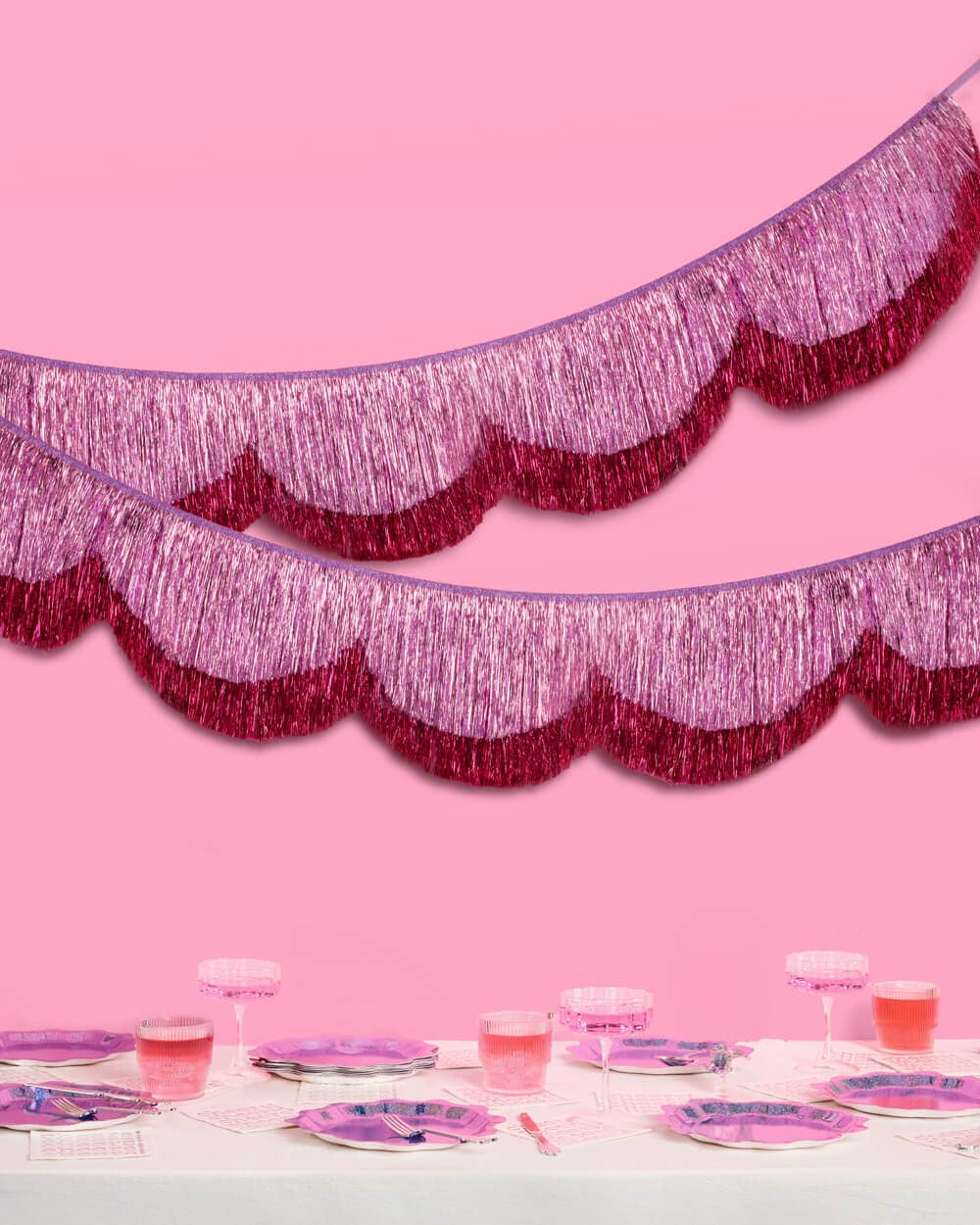 Pink Fringe Scalloped Banner