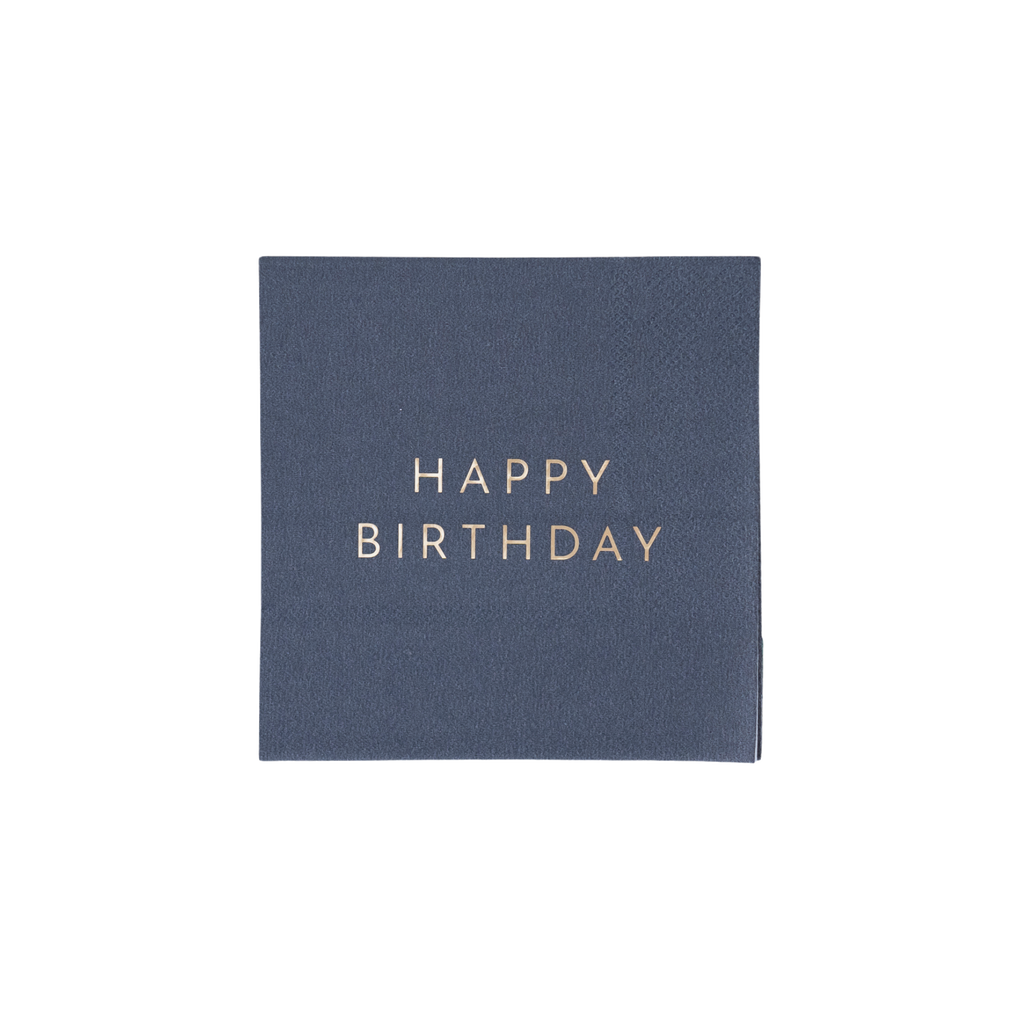 Midnight Blue Happy Birthday Cocktail Napkins