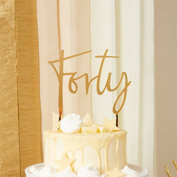 Gold 'Forty' Cake Topper