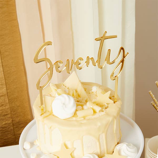 Gold 'Seventy' Cake Topper