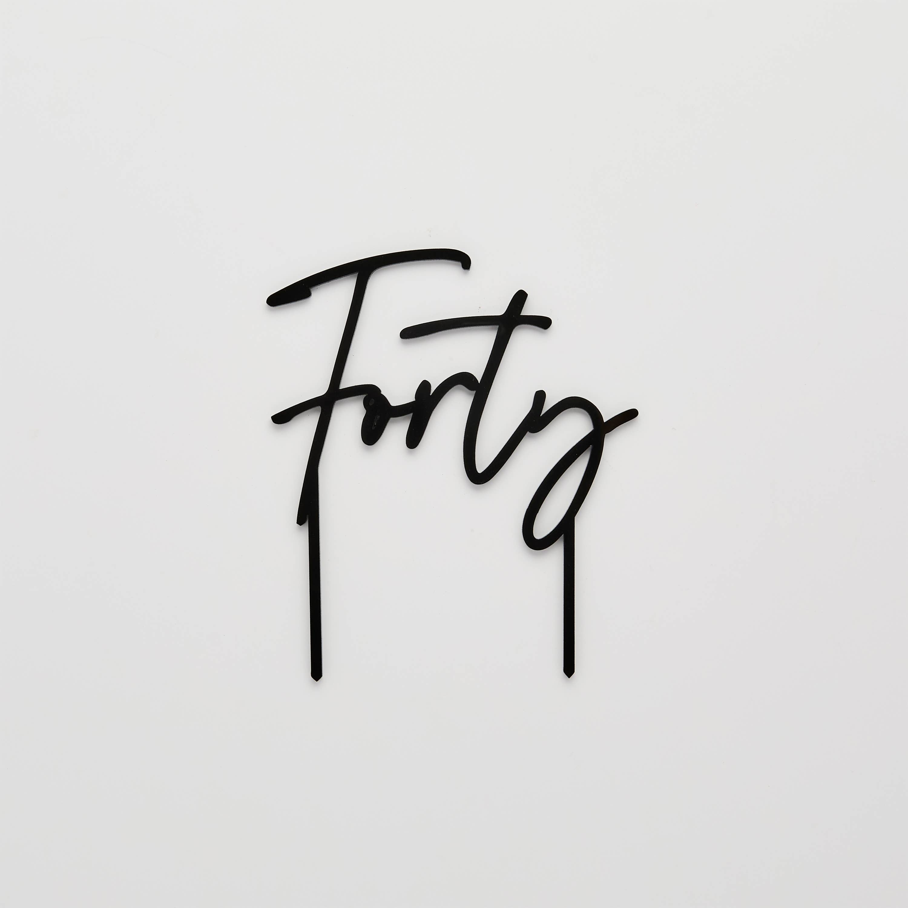 Black 'Forty' Acrylic Cake Topper