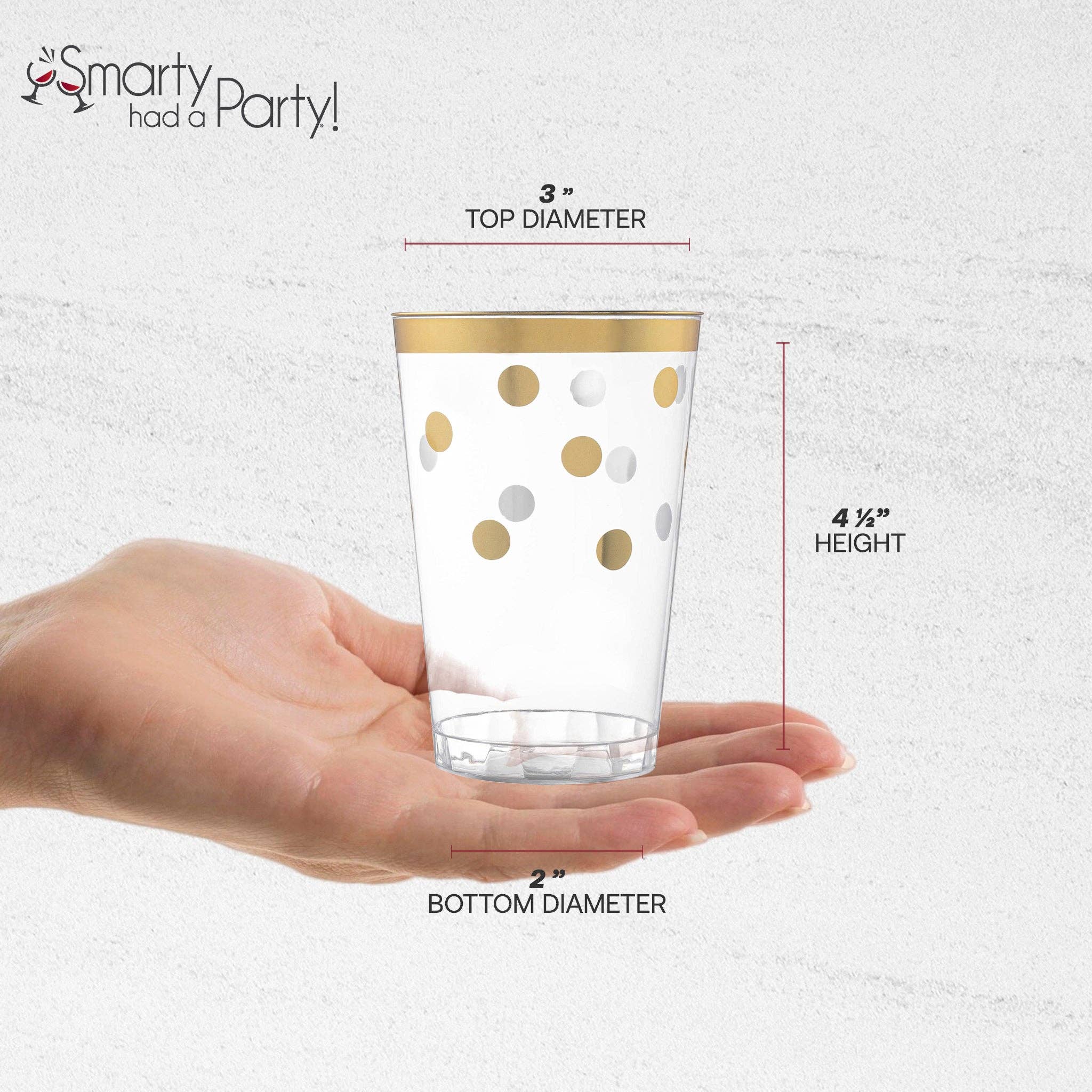 12 oz. Clear with Gold Dots Round Plastic Tumblers