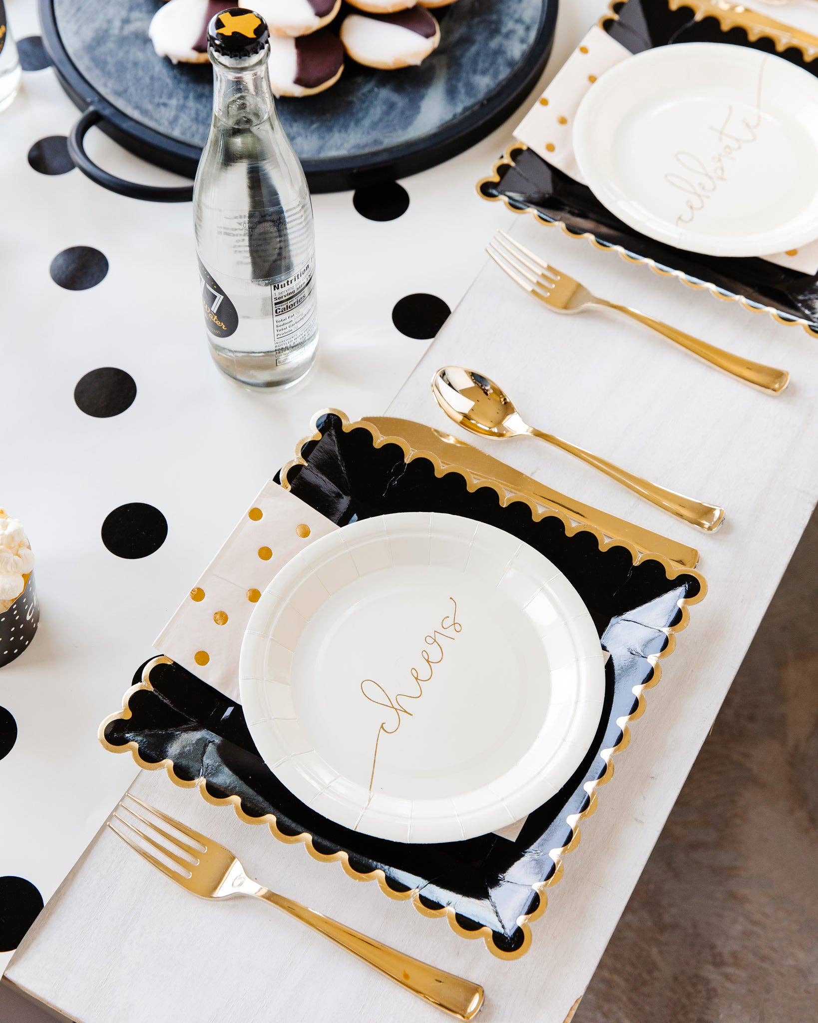 Cream with Black Dots Paper Table Runner