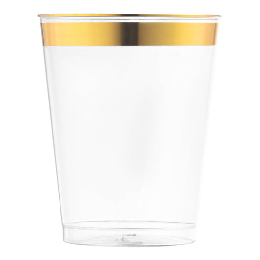 10 oz. Clear with Metallic Gold Rim Tumblers
