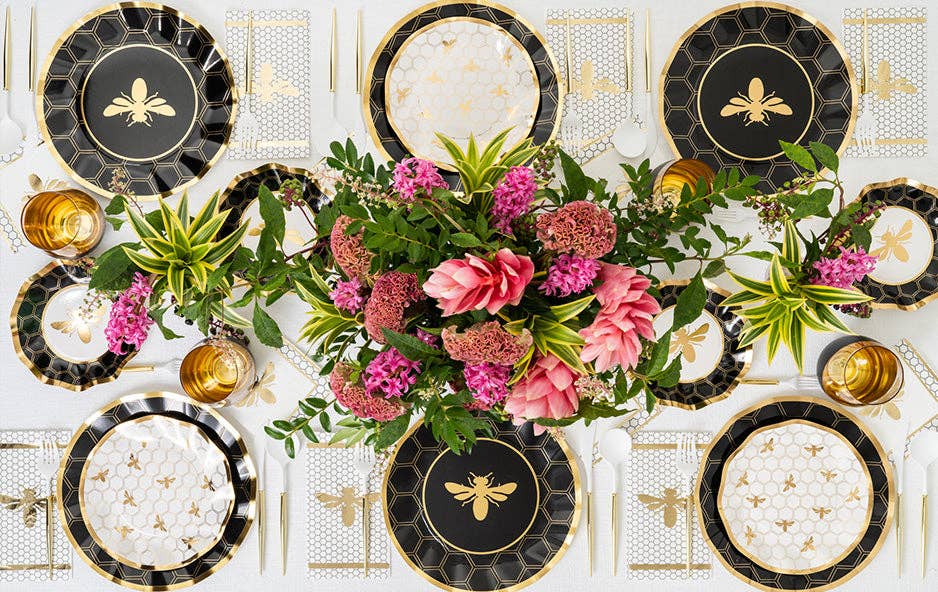 Honeybee Wavy Paper Dinner Plate