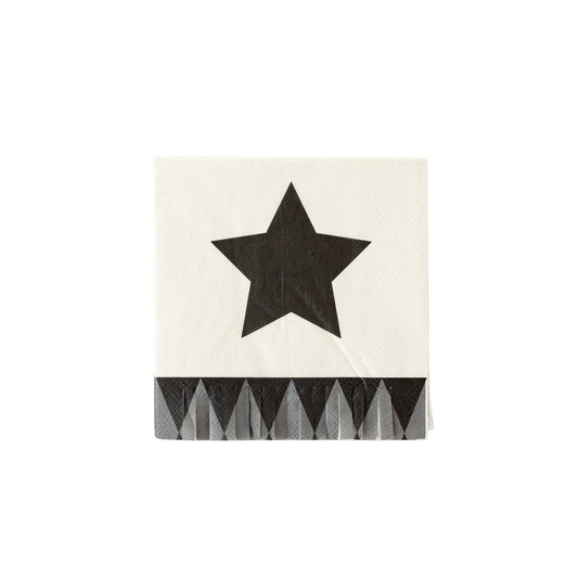 Vintage Black Star Fringe Cocktail Napkin