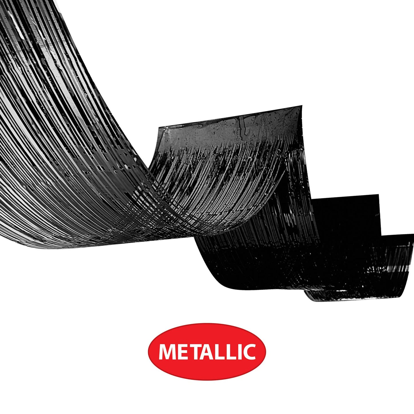 Metallic Fringe Ceiling Curtain - Black