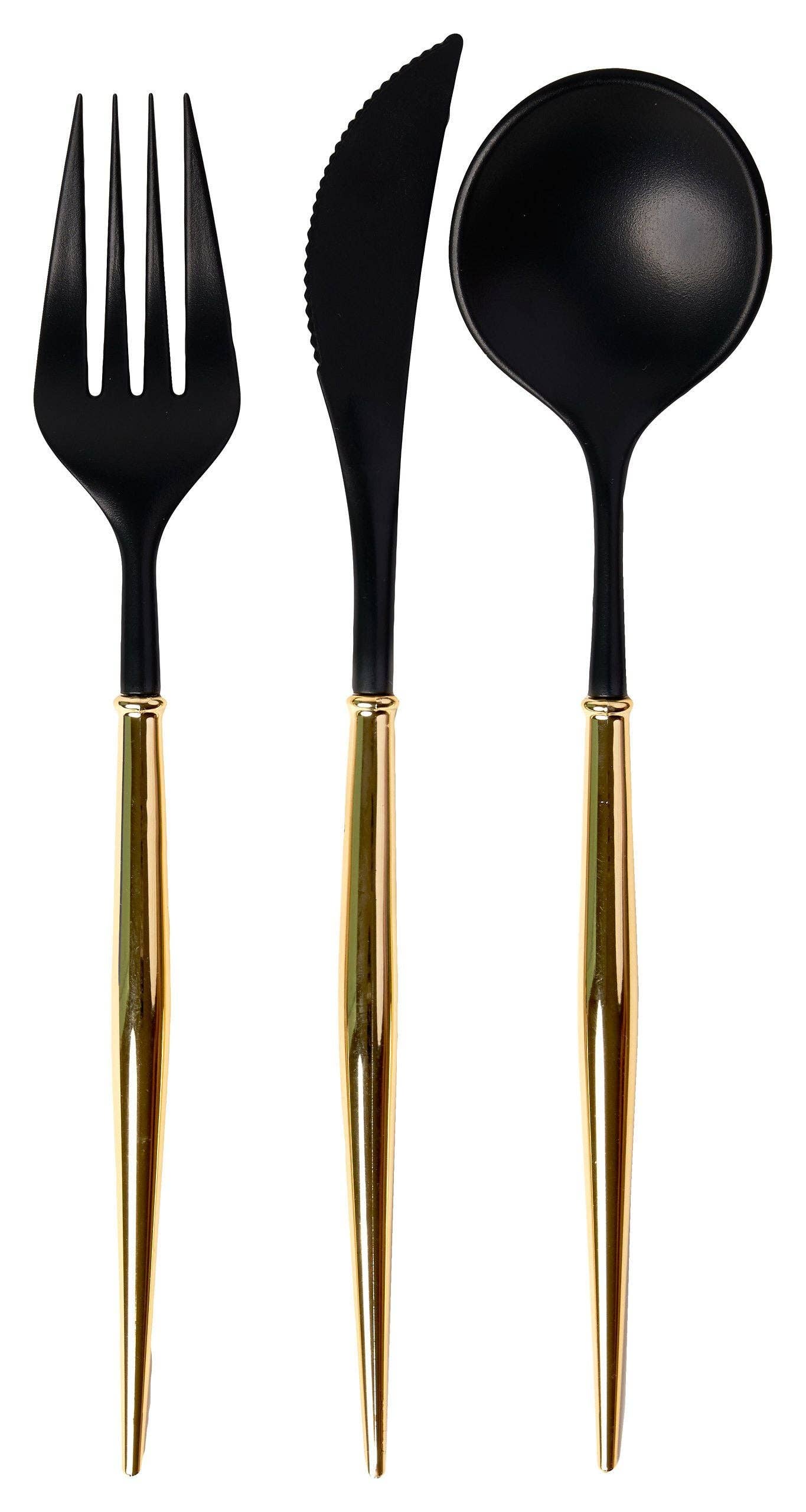 Black & Gold Bella Assorted Plastic Cutlery - 24 Pieces, Service for 8