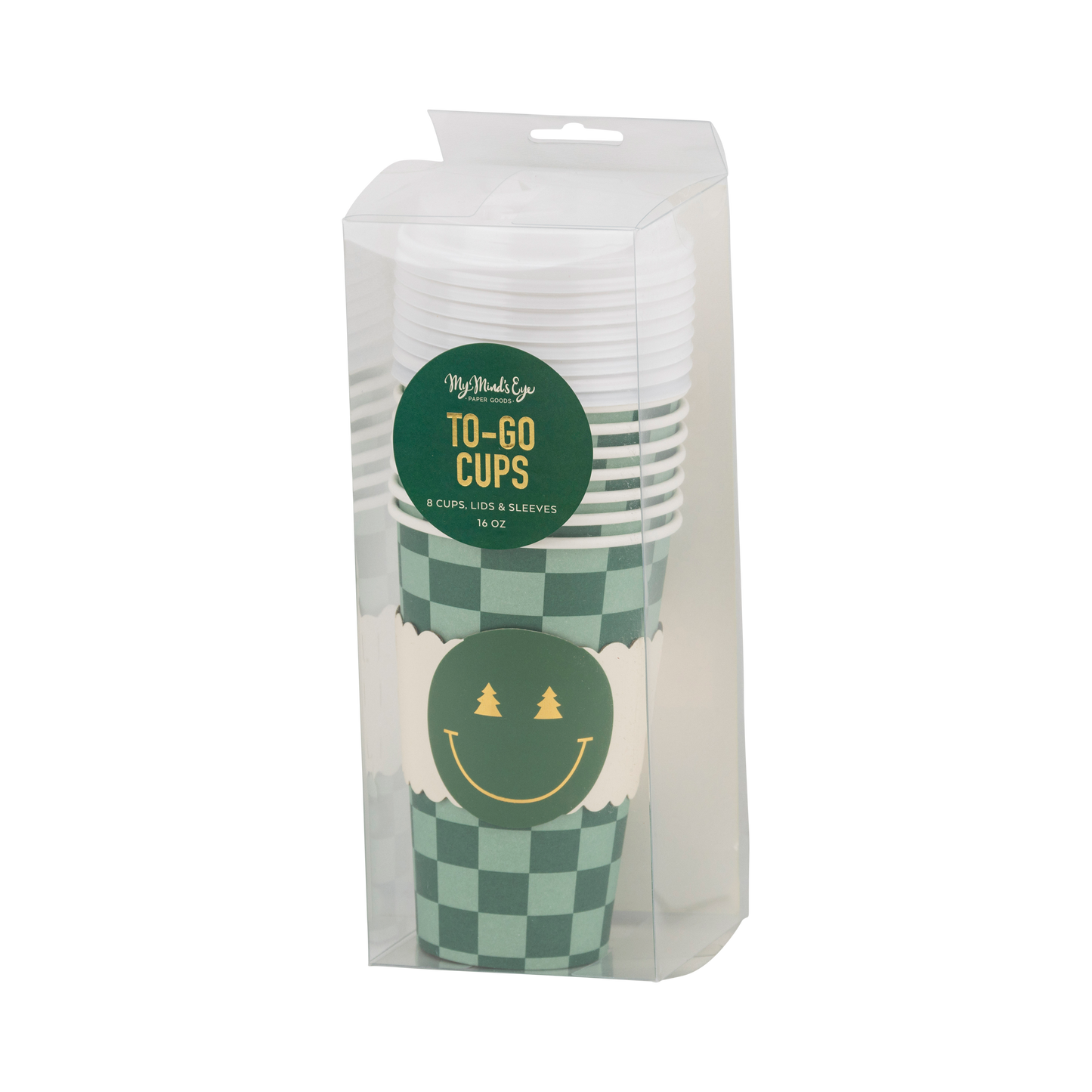 Checker Smiley Face To Go Cups - Set of 8