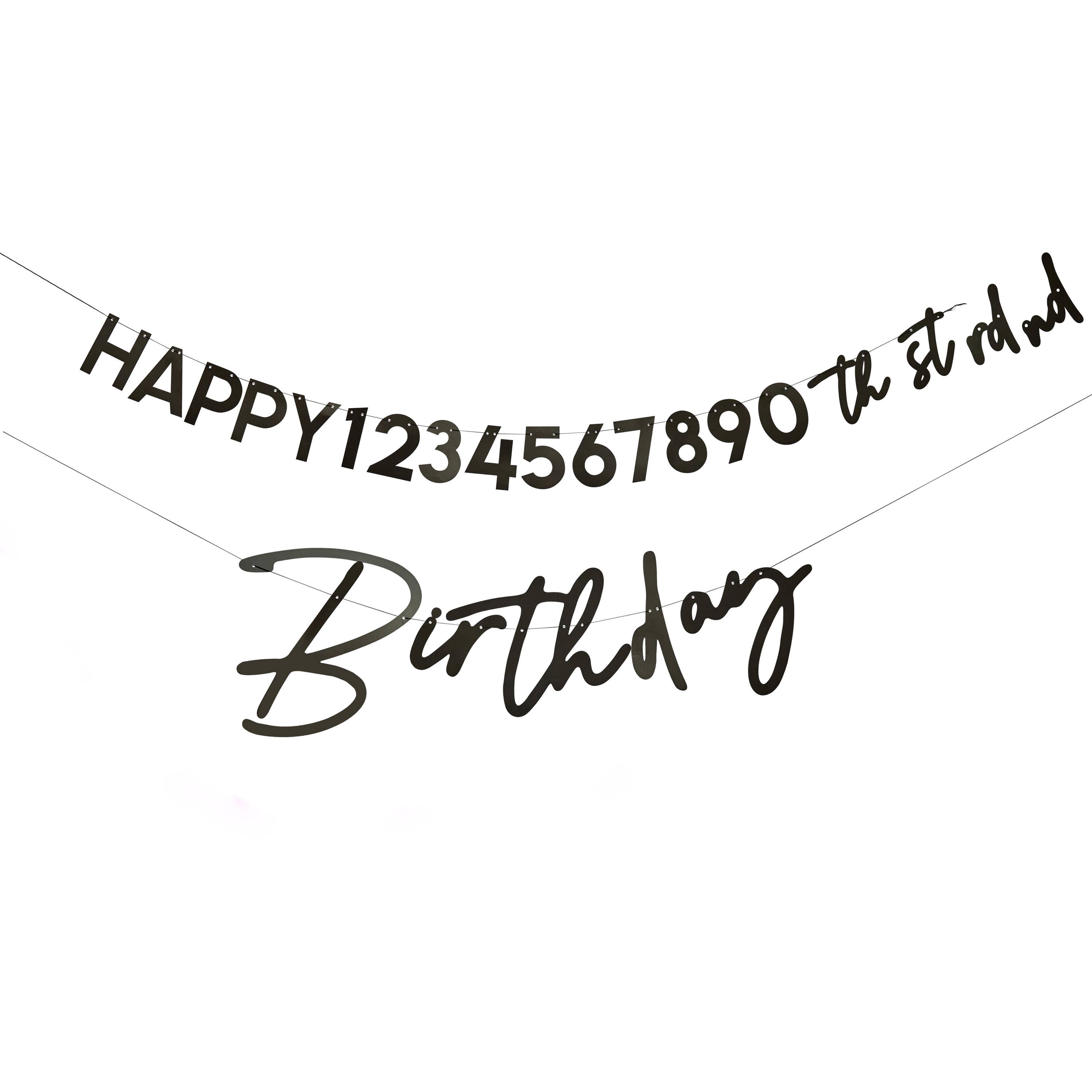 Black 'Happy Birthday' Customisable Banner