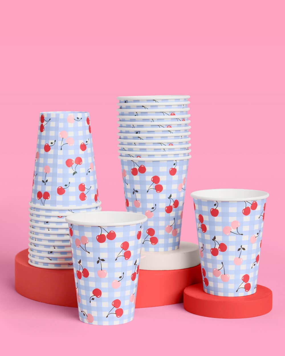 Cherry Gingham Paper Cups