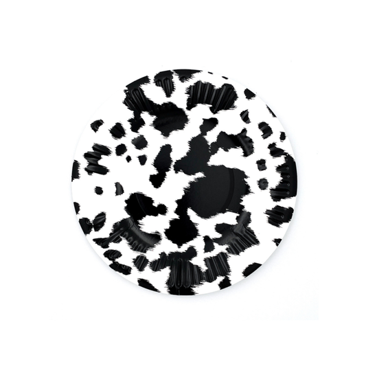 Black Cowhide Dessert Plates - Set of 8