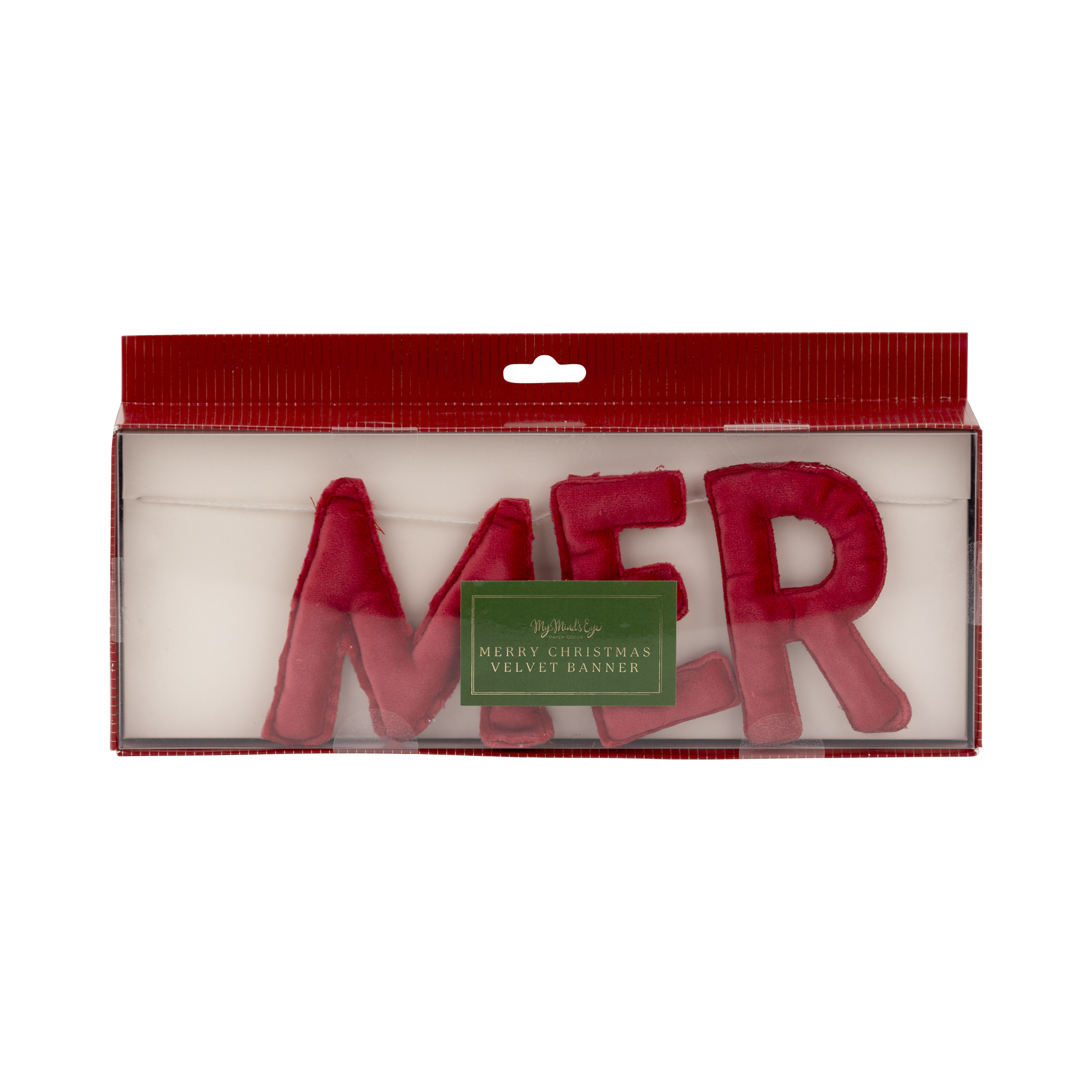 Puffy Red Velvet Merry Christmas Banner