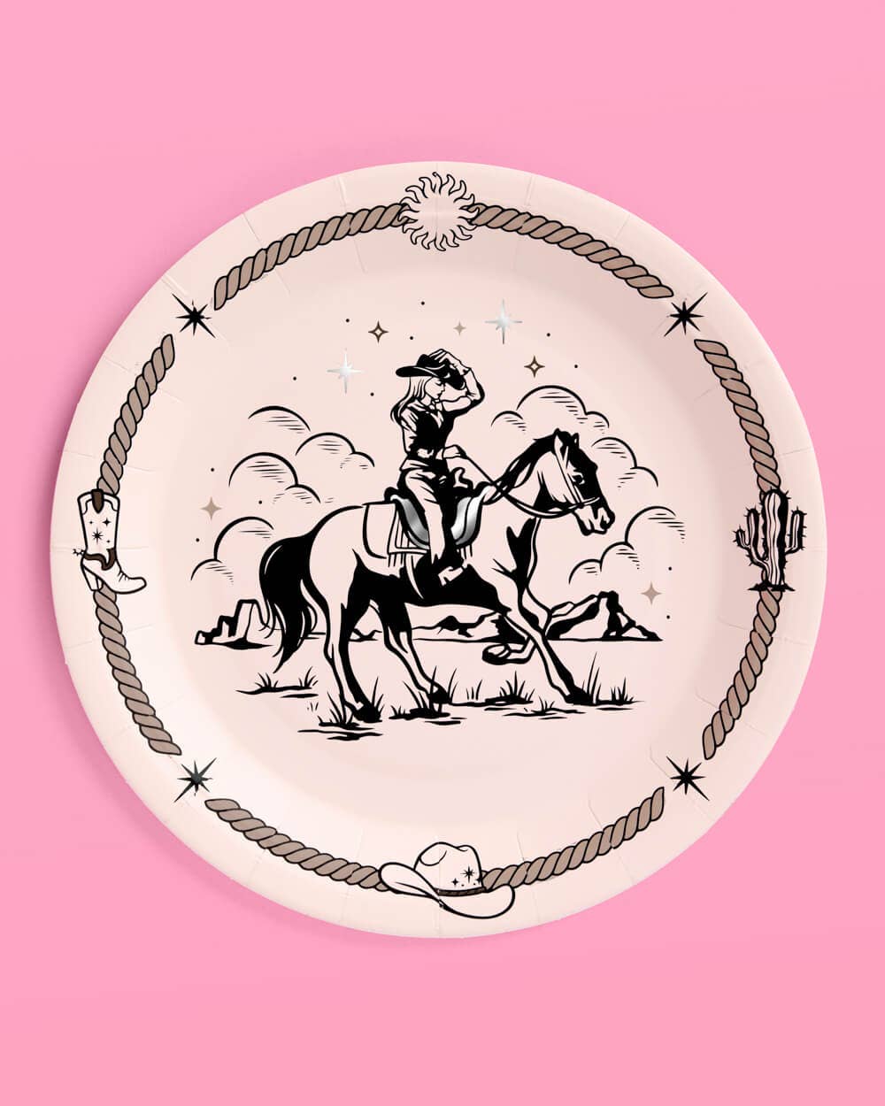 Cowgirl Paper Plates - Set of 24