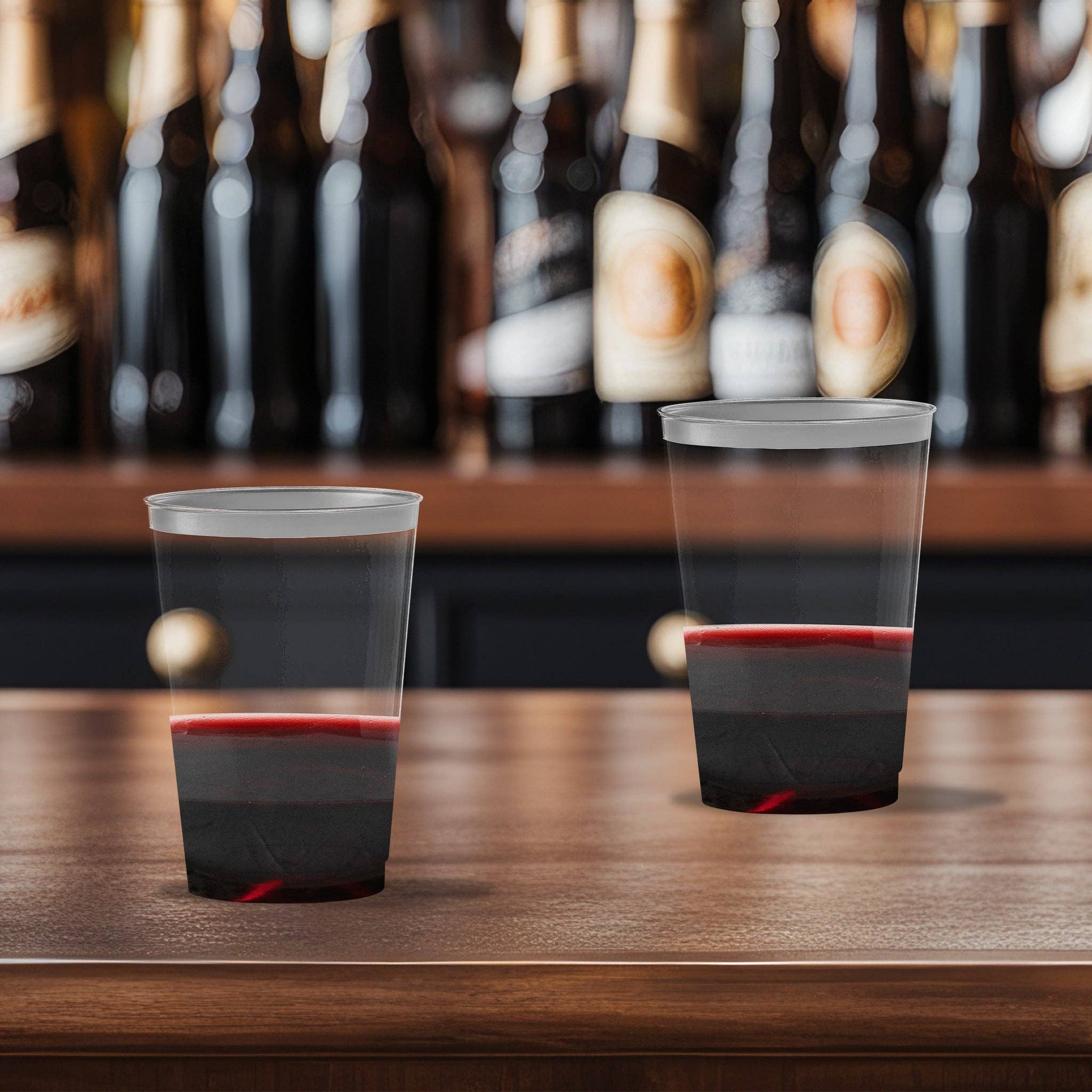 12 oz. Clear w/ Metallic Silver Rim Round Tumblers