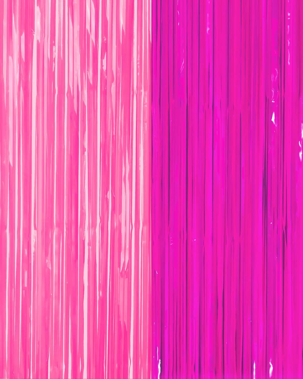 Black Light Neon Pink Fringe Foil Curtain