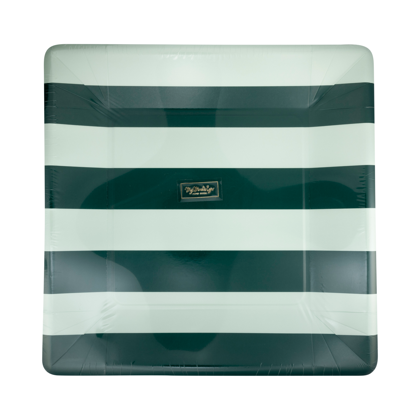 Green and Mint Striped Dinner Plates