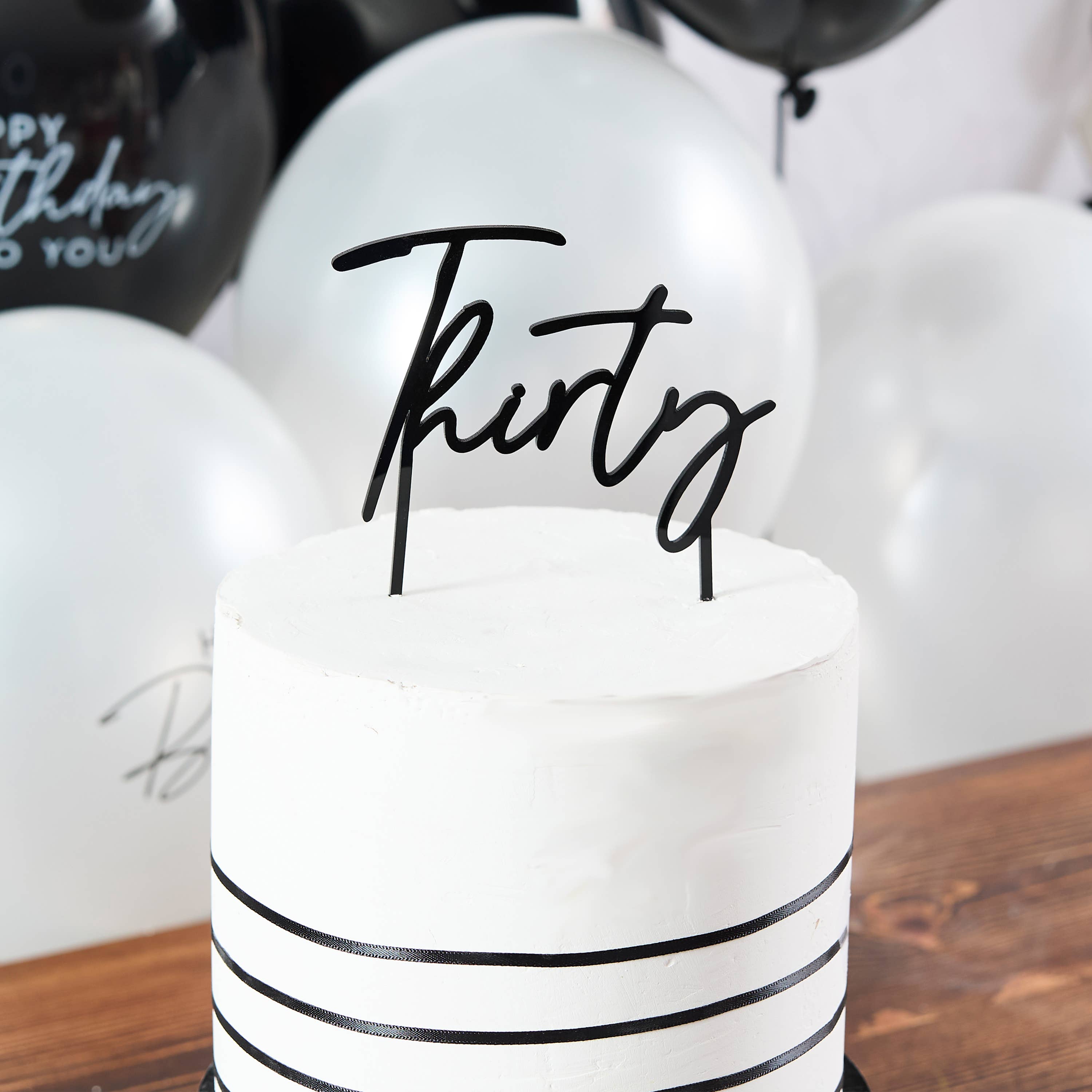Black 'Thirty' Acrylic Cake Topper