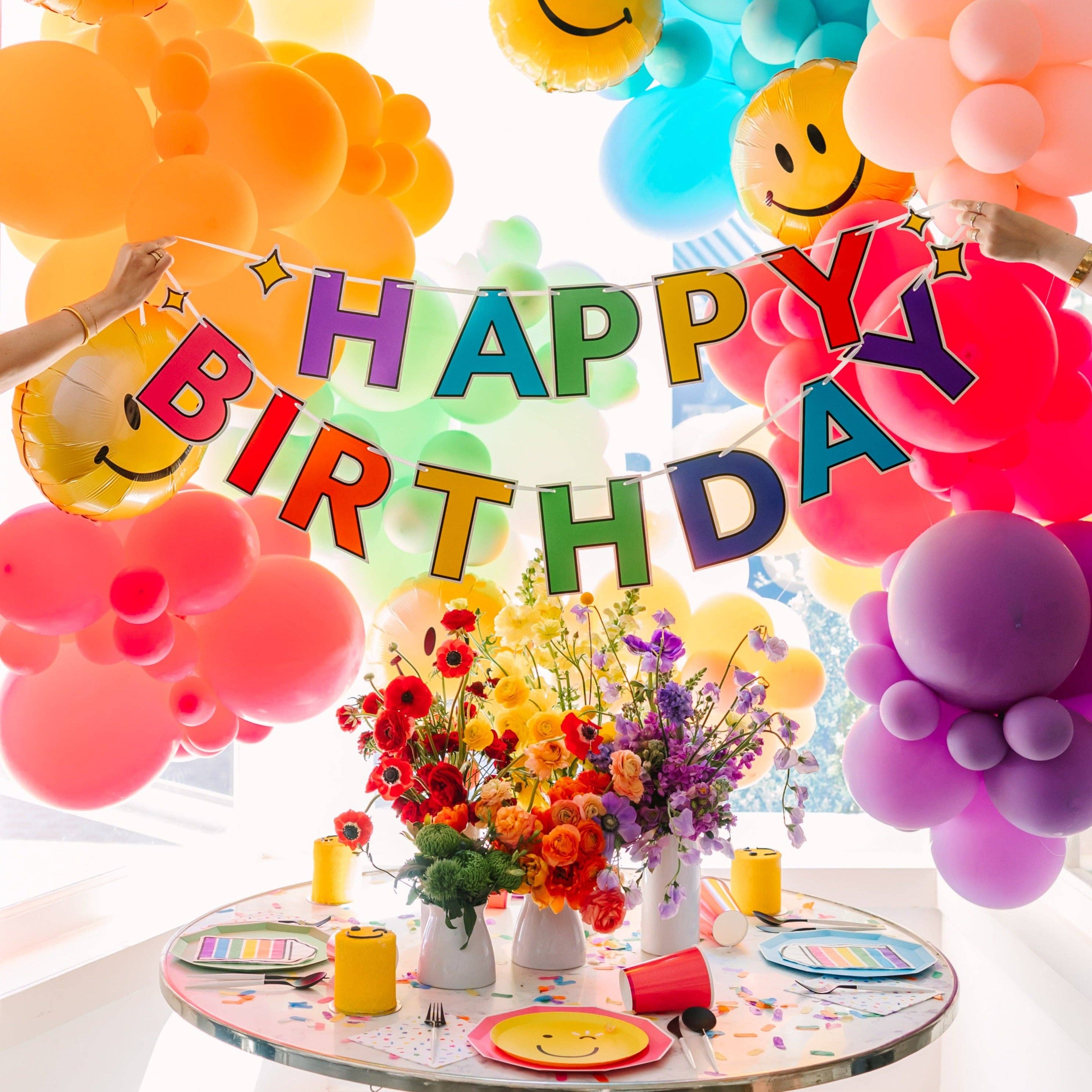 Rainbow Happy Birthday Banner