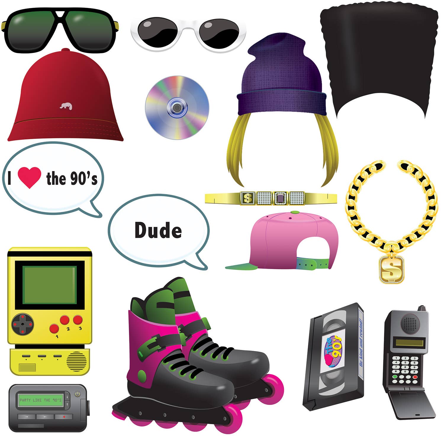 90's Photo Booth Props