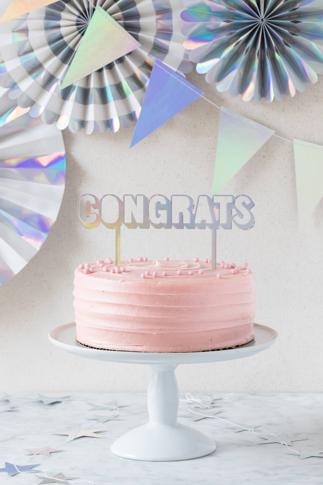 Holographic Congrats Cake Topper